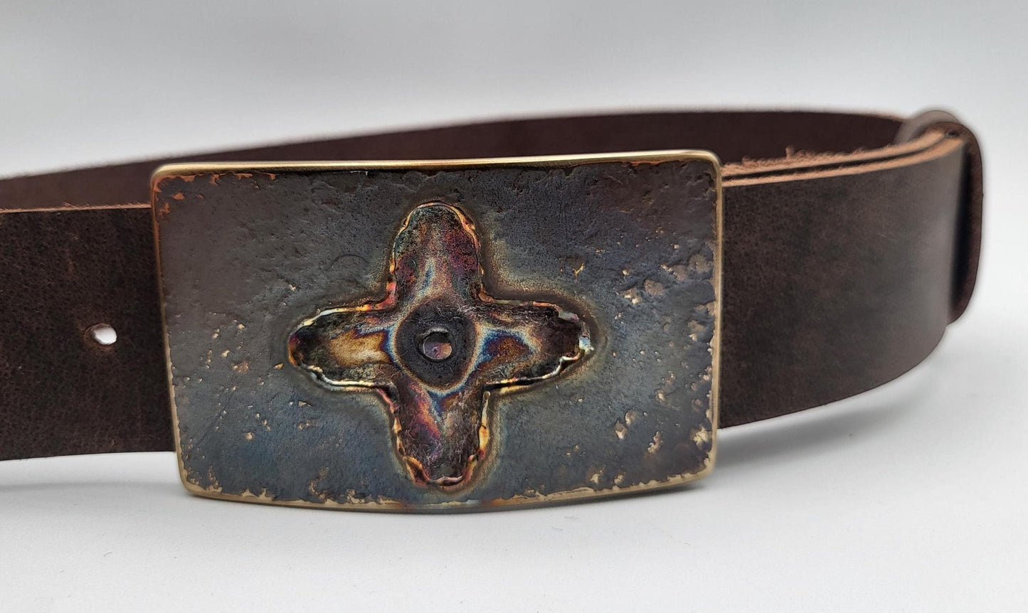 Stained Glass Belt Buckle & Belt, Your Leather Belt Colour Choice,Gift Bag Included