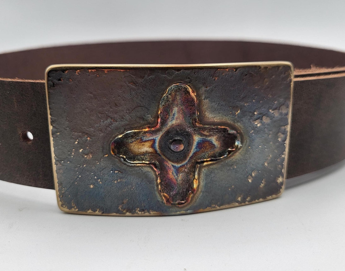 Stained Glass Belt Buckle & Belt, Your Leather Belt Colour Choice,Gift Bag Included