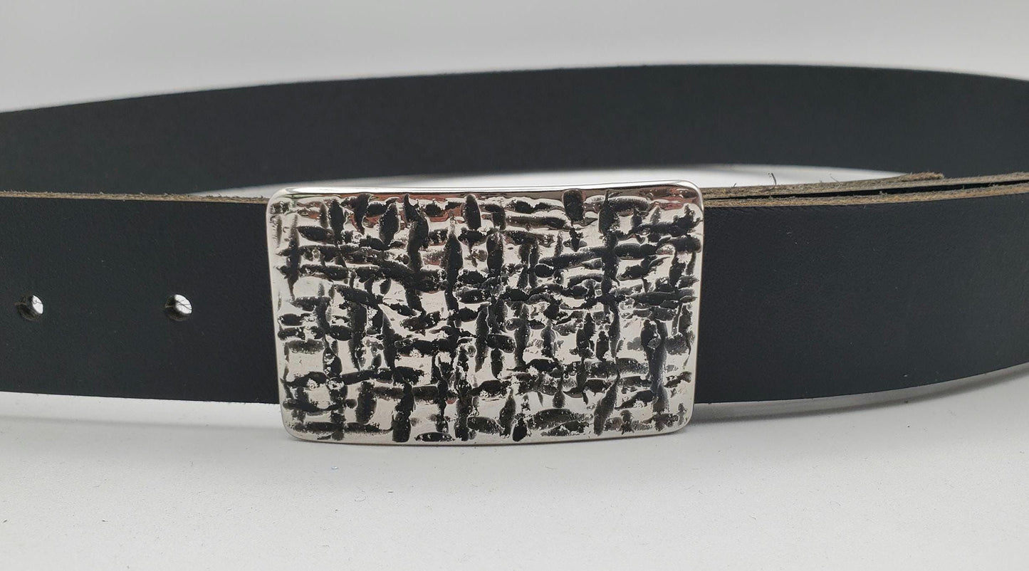 Dress Buckle & Belt Set - Your Belt Colour Choice - Hypoallergenic Stainless Steel Buckle and 1-1/4" Leather Belt Perfect For Suits