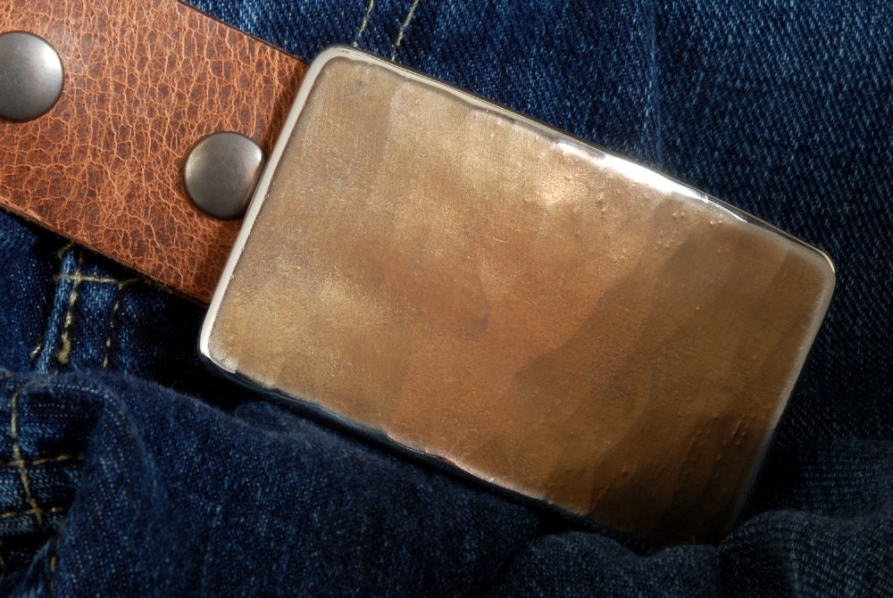 Belt and Buckle, Hand Forged Buckle w/ belt, Hypoallergenic Accessory, Stainless Steel Buckle, Fits 1-1/2" Belt for Jeans, Your Belt Choice