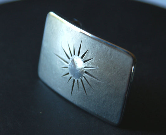 Belt & Buckle Florida Sunshine Sun Buckle with Leather Belt Stainless Steel Buckle fits 1/2" Belt Buckle Hand Forged Buckle for Jeans