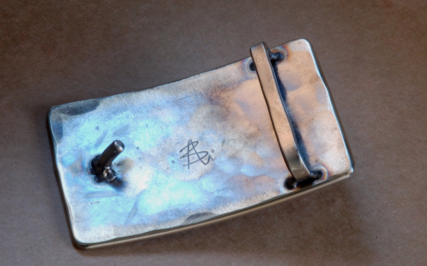 Belt Buckle, Polka Dot, Signed Original Belt Buckle, Hypoallergenic Buckle, Buckle for 1.5" Jean Belt, Hand Forged, Silver, Bronze Polka Dot