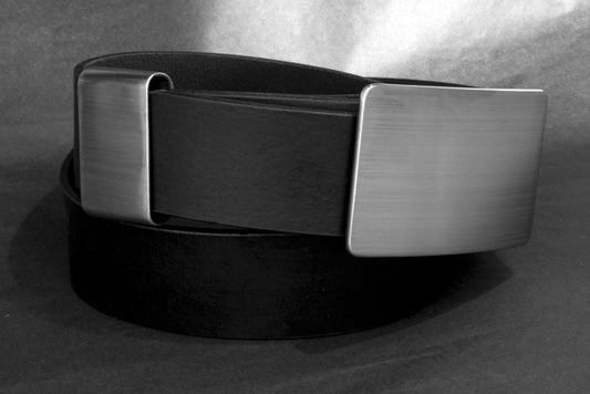 Belt & Buckle with Keeper, Bespoke Gifts, Leather Belt, Stainless Steel Gifts, Hypoallergenic Buckle, Signed Original with 1.5" Leather Belt