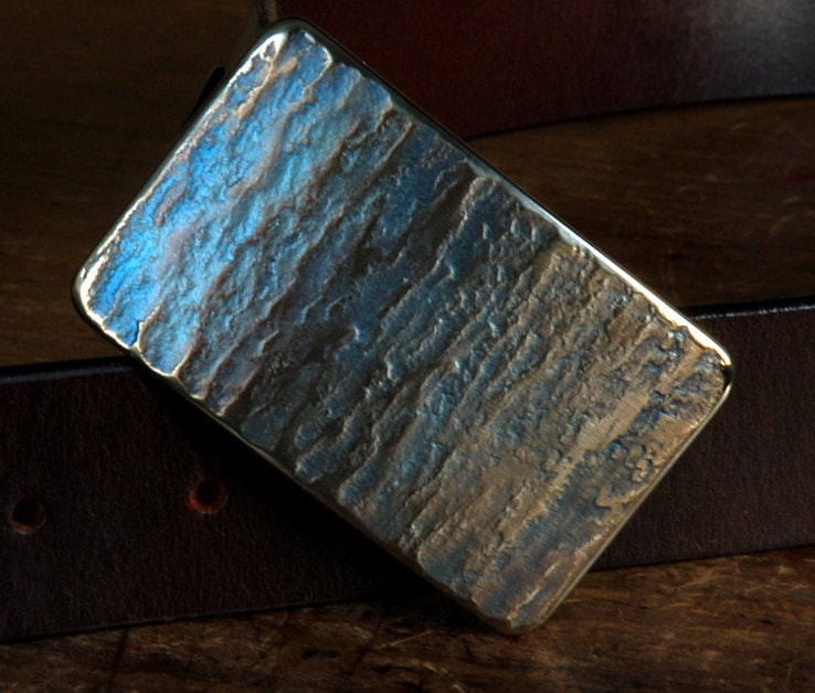 Belt Buckle Hand Forged Blue Buckle for Jeans Hypoallergenic Gifts for Guys Fathers Day Anvil Textured Unisex Gifts Buckle Fits 1.5" Belt