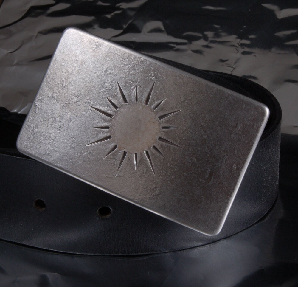 SUN Belt Buckle Silver or Bronze Hand Forged Accessories Stainless Steel Signed Original fits 1-1/2" Belt for Blue Jeans