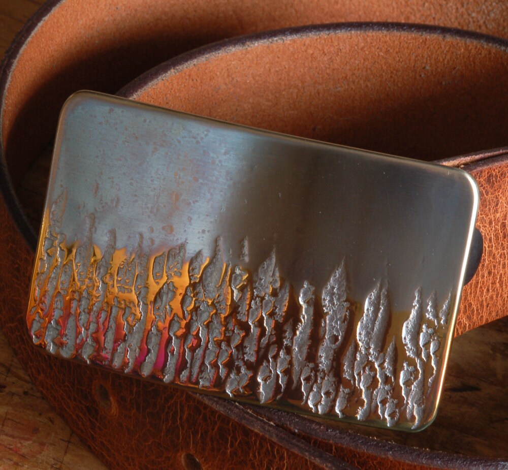 Firefighter's Buckle Hand Forged Flames First Responder Belt Buckle Gifts for Him Signed Original For Leather Belt Jean or Workwear
