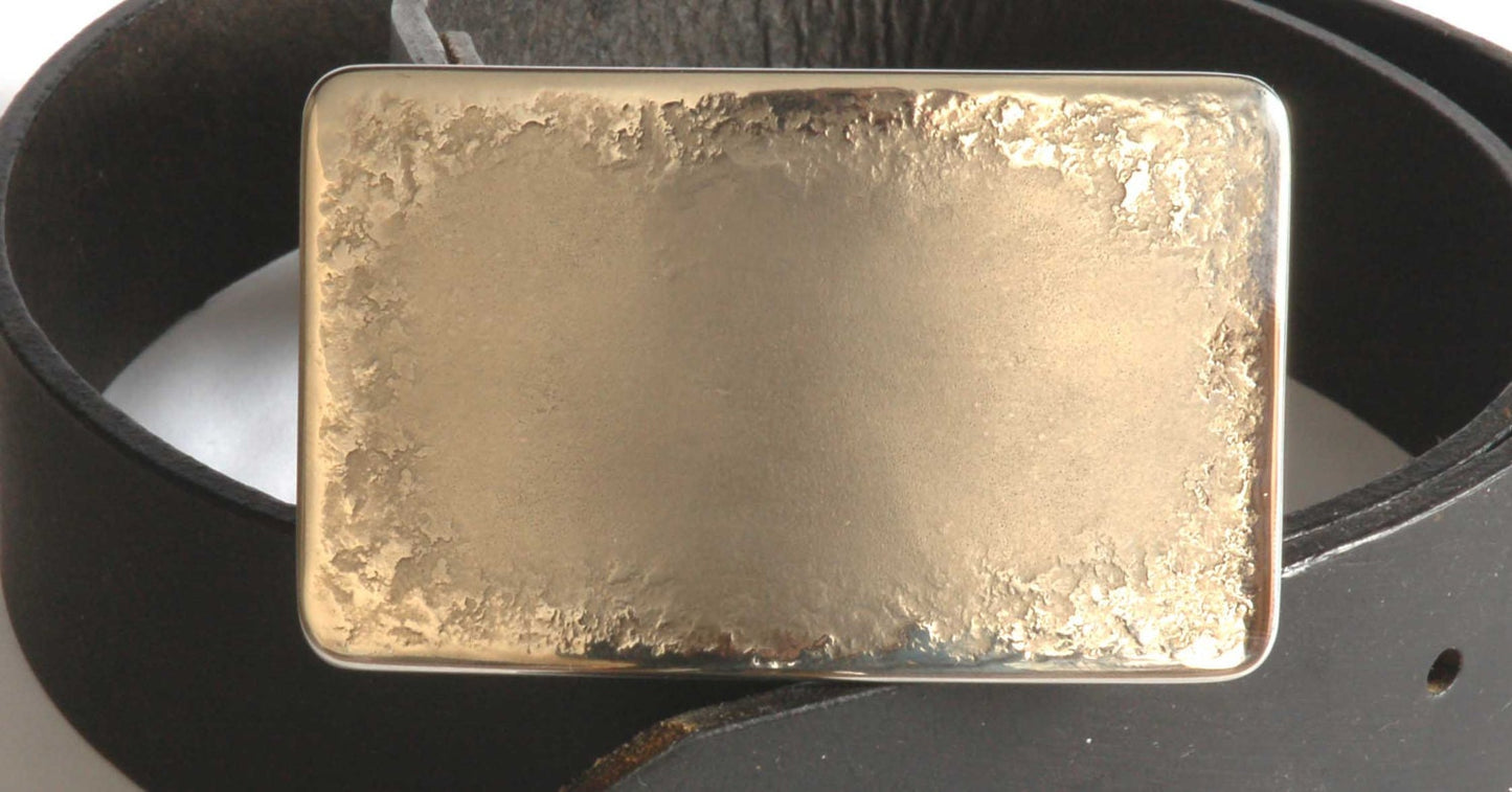 Belt & Buckle Set, Classic Silver/ Gold Buckle w/ Anvil Textured Frame, Stainless Steel Buckle and 1.5" Leather Belt with Snaps for Jeans
