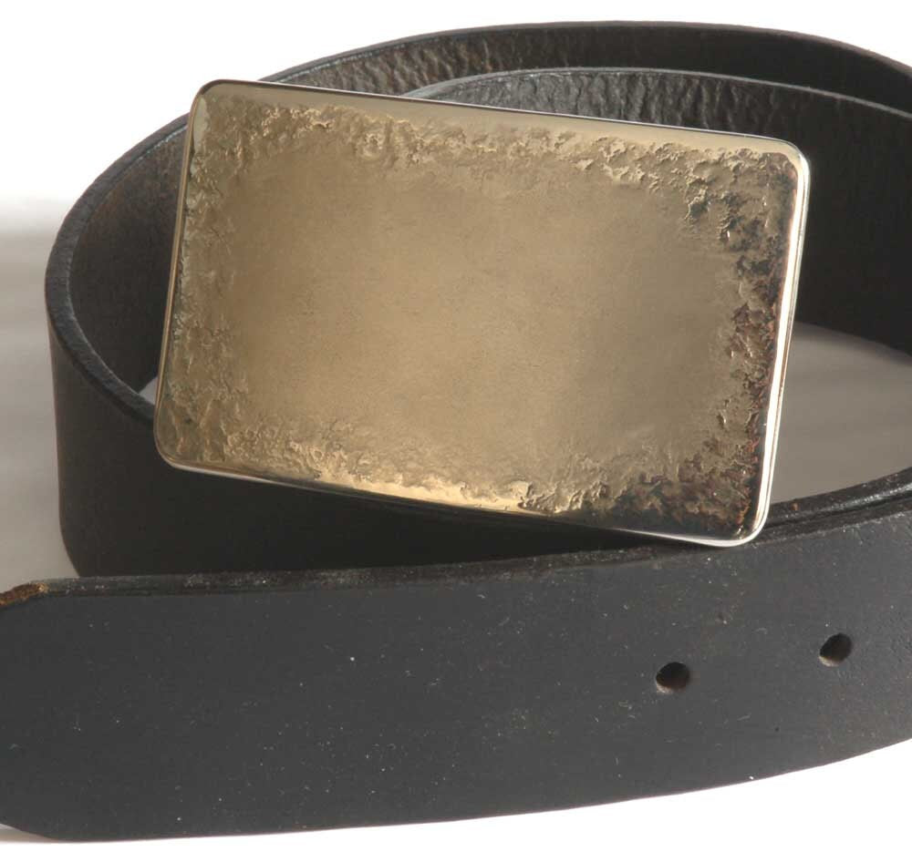 Belt & Buckle Set, Classic Silver/ Gold Buckle w/ Anvil Textured Frame, Stainless Steel Buckle and 1.5" Leather Belt with Snaps for Jeans
