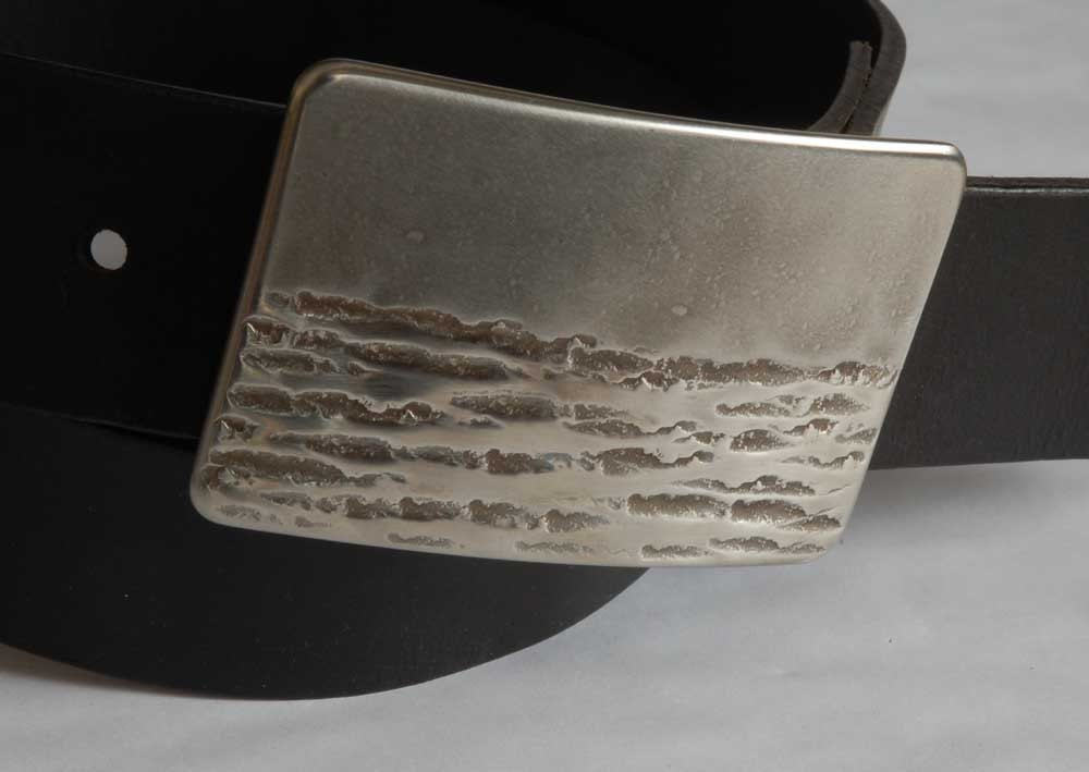 Belt and Buckle Canadian Landscape Silver or Bronze Forged Artisan Signed Stainless Steel Buckle Hypoallergenic For 1.5" Wide Belt for Jeans