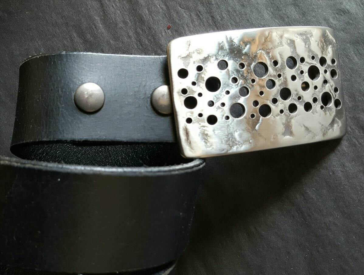 Buckle, Hypoallergenic Buckle, Buckle fits 1.25" Leather Belt, Hand Forged Accessory, Stainless Steel Silver, Confetti, Wedding Belt Buckle