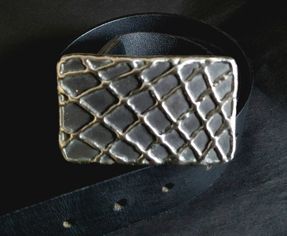 Belt & Buckle, Canadian Made, Signed Original, Hypoalergenic Accessory, Stainless Steel Buckle, Unisex Buckle for 1.5" Leather Belt for Jean