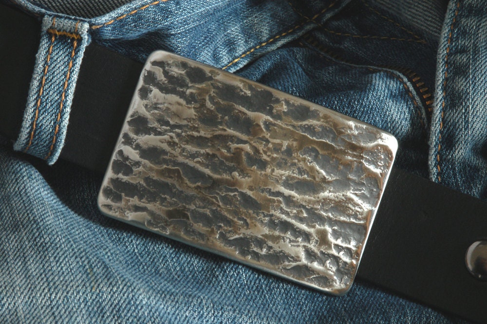 Buckle and Belt Set, Blue Jean Belt and Buckle, Work Wear, Handcrafted Buckle & Leather Snap Belt, Custom Cut Belt, Worker's Groomsmen Gifts