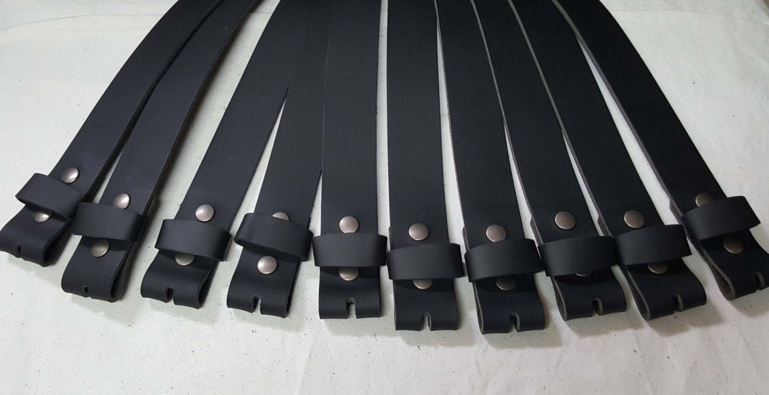 BLACK Leather Belts for Suits or Jeans Variety of Colours Made to Measure Custom Cut Leather Snap Belts 1.5" or 1.25" Unisex Snap Belts