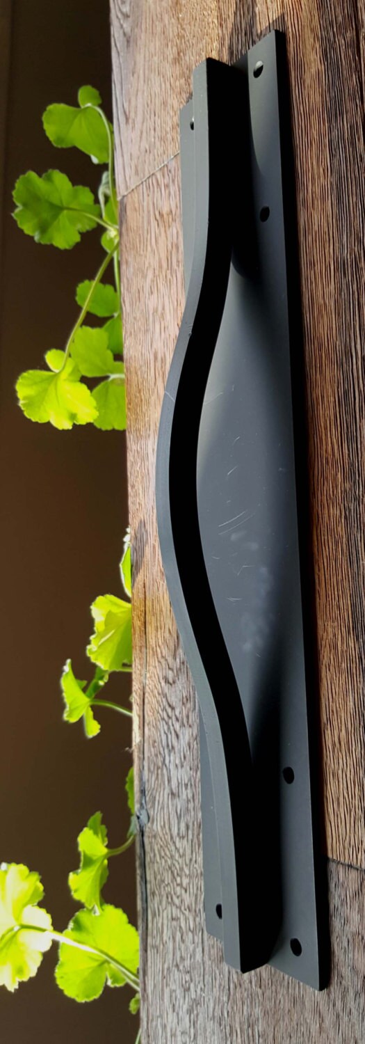 Barn Door Pull Black Hand Forged Metal Hardware Custom Steel Door Handle 15" X 3" Pre Drilled for Mounting Canadian Made Hardware Pulls