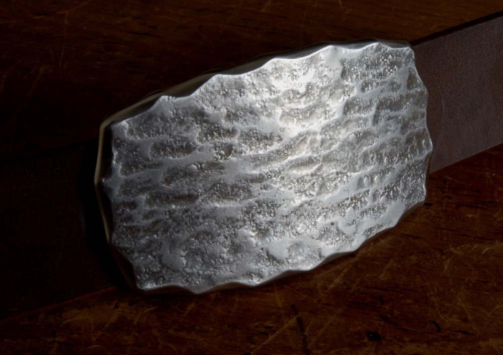 Belt Buckle for Blue Jeans Golf Wear Fits 1-1/2" Belt Hand Forged Stainless Steel Unisex Urban Wear Buckle with Wavy Edge Signed By Artist