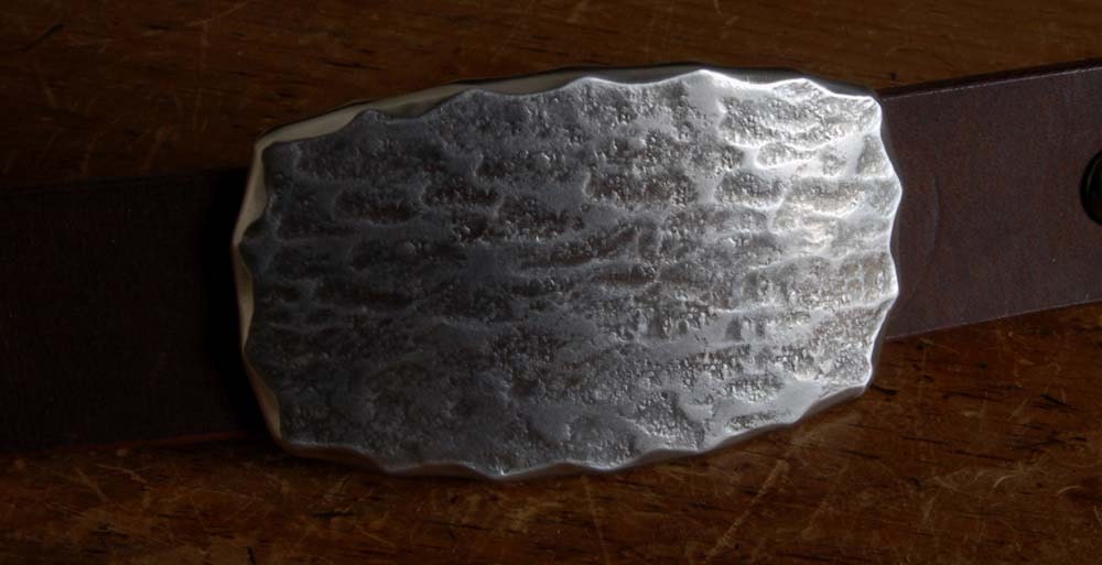 Belt Buckle for Blue Jeans Golf Wear Fits 1-1/2" Belt Hand Forged Stainless Steel Unisex Urban Wear Buckle with Wavy Edge Signed By Artist