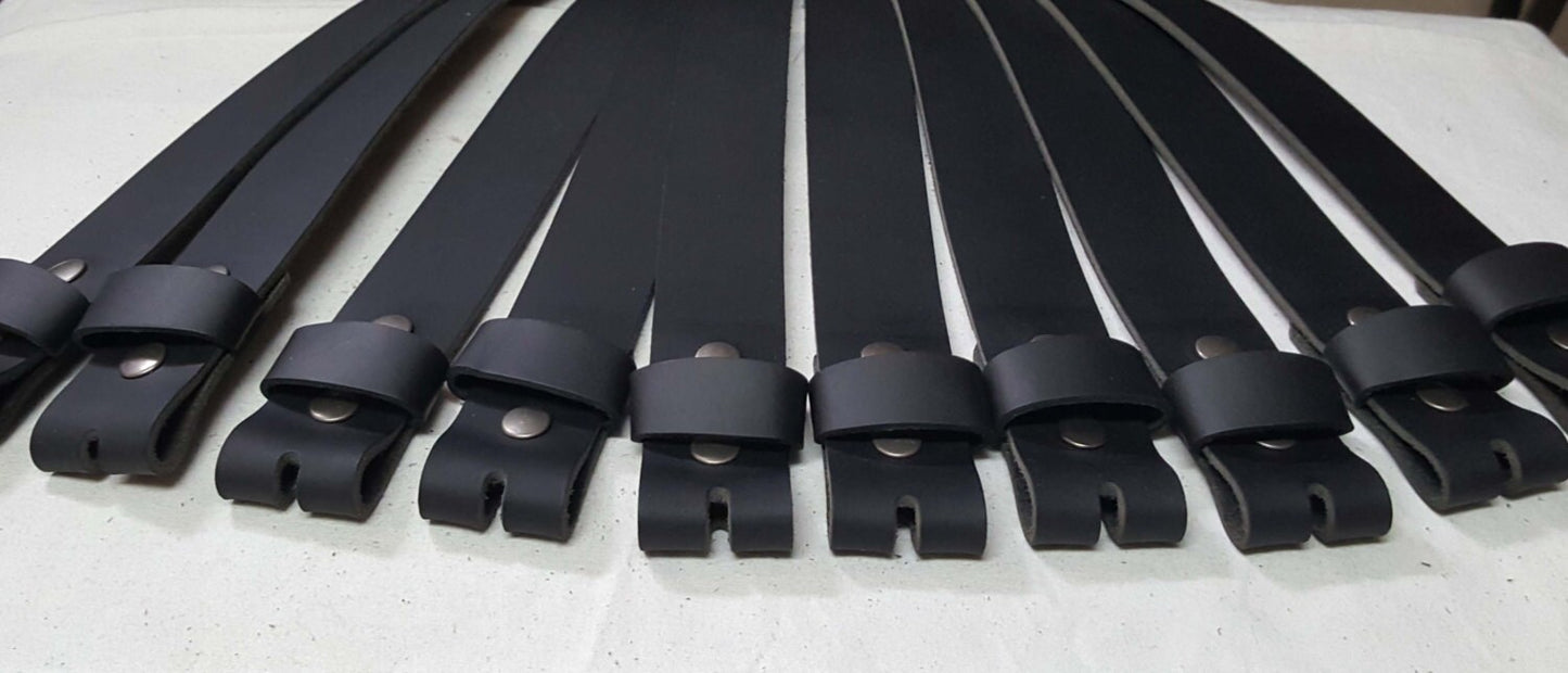 BLACK Leather Belts for Suits or Jeans Variety of Colours Made to Measure Custom Cut Leather Snap Belts 1.5" or 1.25" Unisex Snap Belts