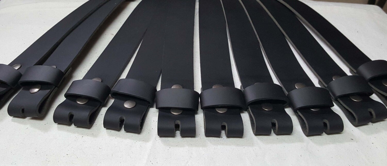BLACK Leather Belts for Suits or Jeans Variety of Colours Made to Measure Custom Cut Leather Snap Belts 1.5" or 1.25" Unisex Snap Belts
