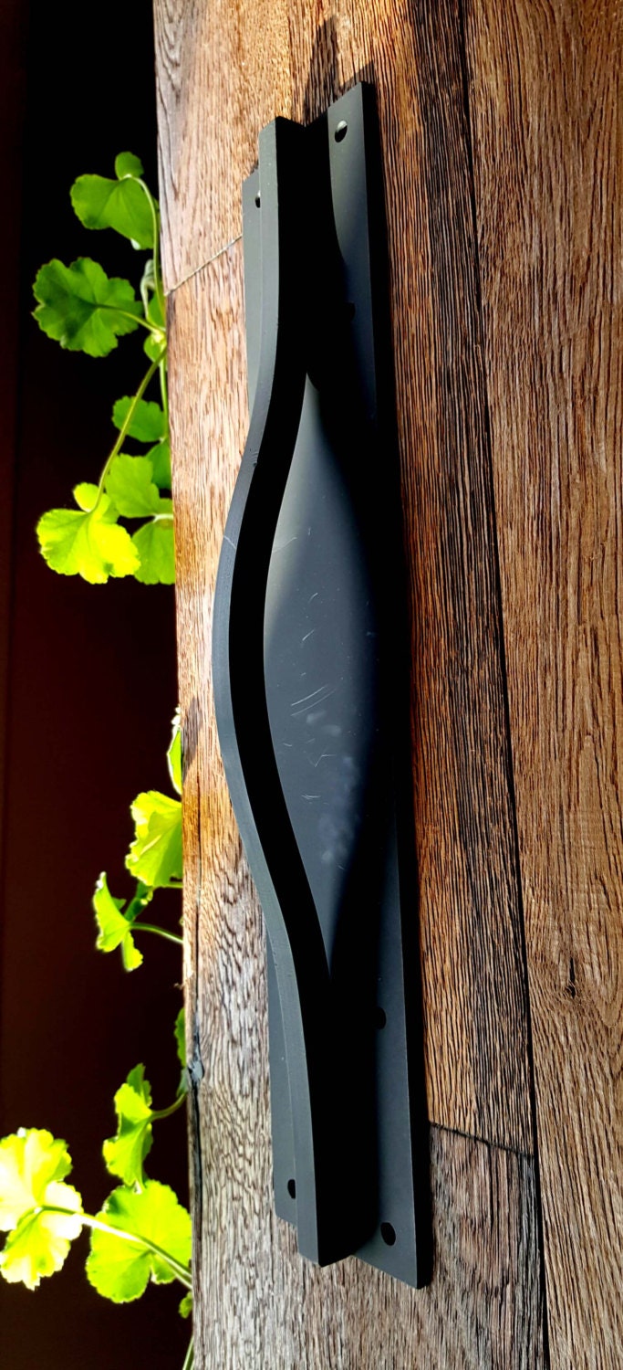 Barn Door Pull Black Hand Forged Metal Hardware Custom Steel Door Handle 15" X 3" Pre Drilled for Mounting Canadian Made Hardware Pulls