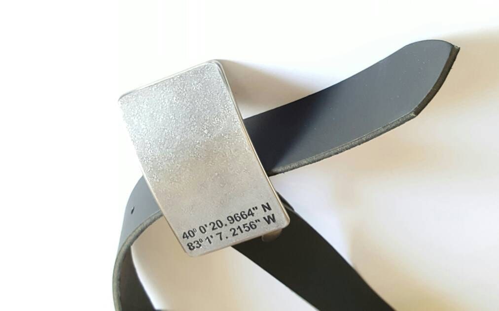 Personalized Belt & Buckle SET, Customized Accessories, Hypoallergenic, Coordinate Belt Buckle w/ 1-1/2" Leather Belt for Jeans, Unisex Gift