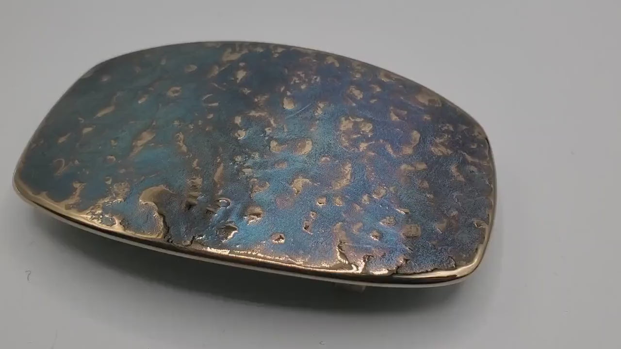 Belt Buckle Hand Forged Blue Gold or Blue Silver Signed Original Rodeo Cowboy Buckle Stainless Steel Buckle for Jean Western Gifts for Guys