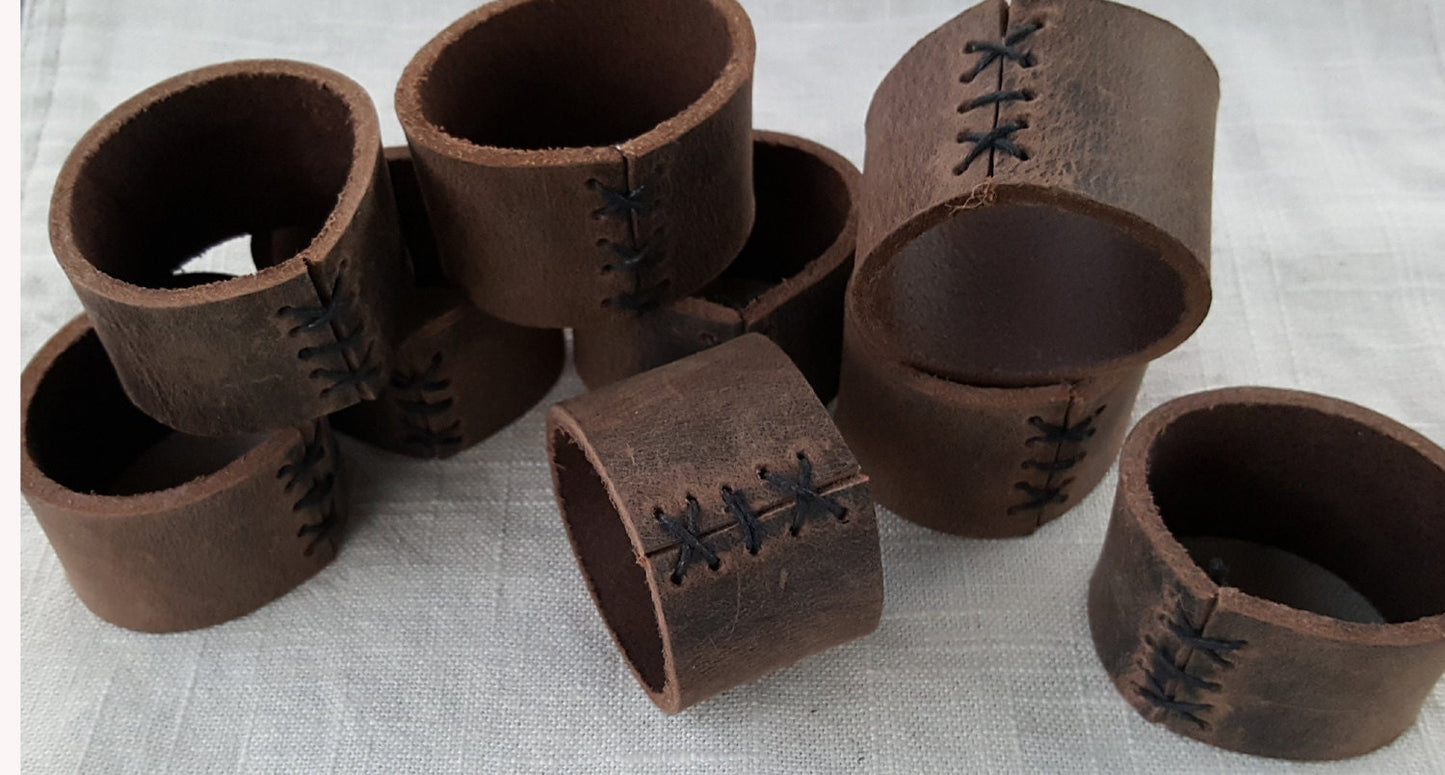Leather Napkin Rings, Red Napkin Rings, Fawn Napkin Rings, Black Rings, Brown, Various Colours Alfresco Dining, Housewarming, Hostess Gift,