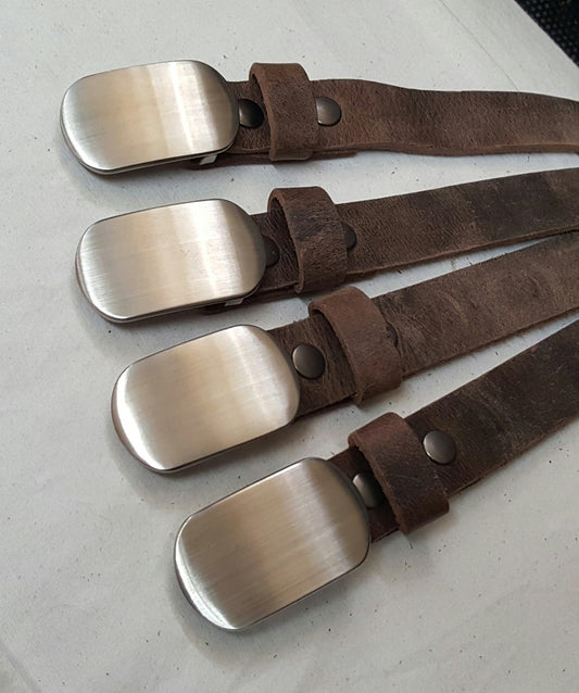 Belt & Buckle Satin Stainless Buckle and 1-1/2" Leather Belt Every Day Accessories Wedding Accessories Men's Wear Guy Gift Set