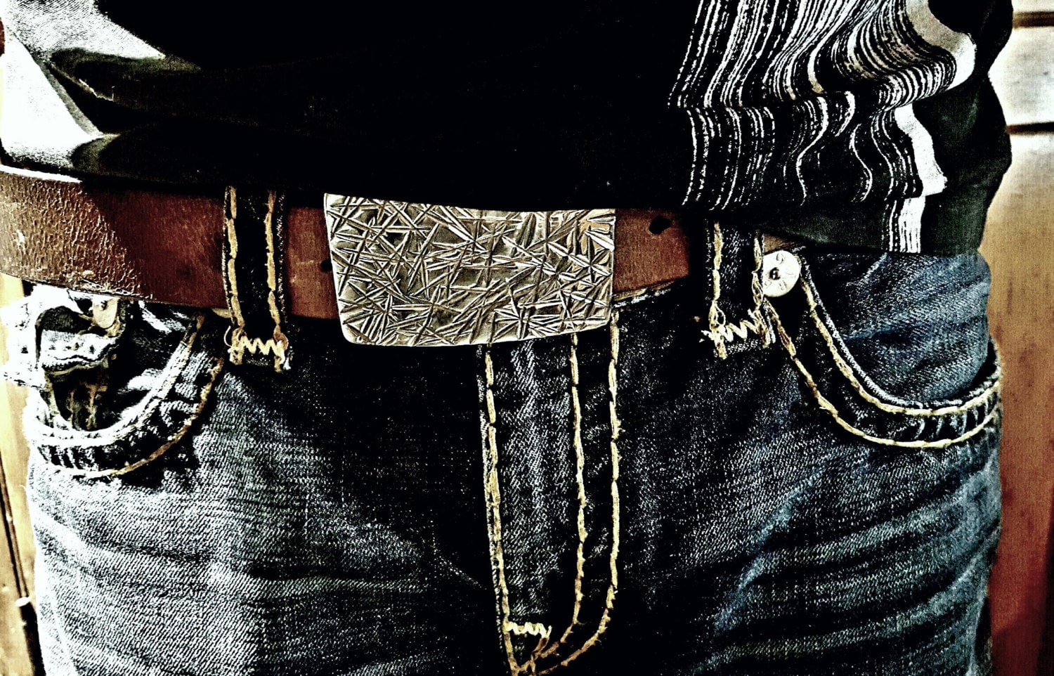 Bucke & Belt SET Skater Gear Jean Buckle Streetwear Forged Stainless Steel Hypoallergenic Accessories Unisex Belt Buckle and 1.5" Belt