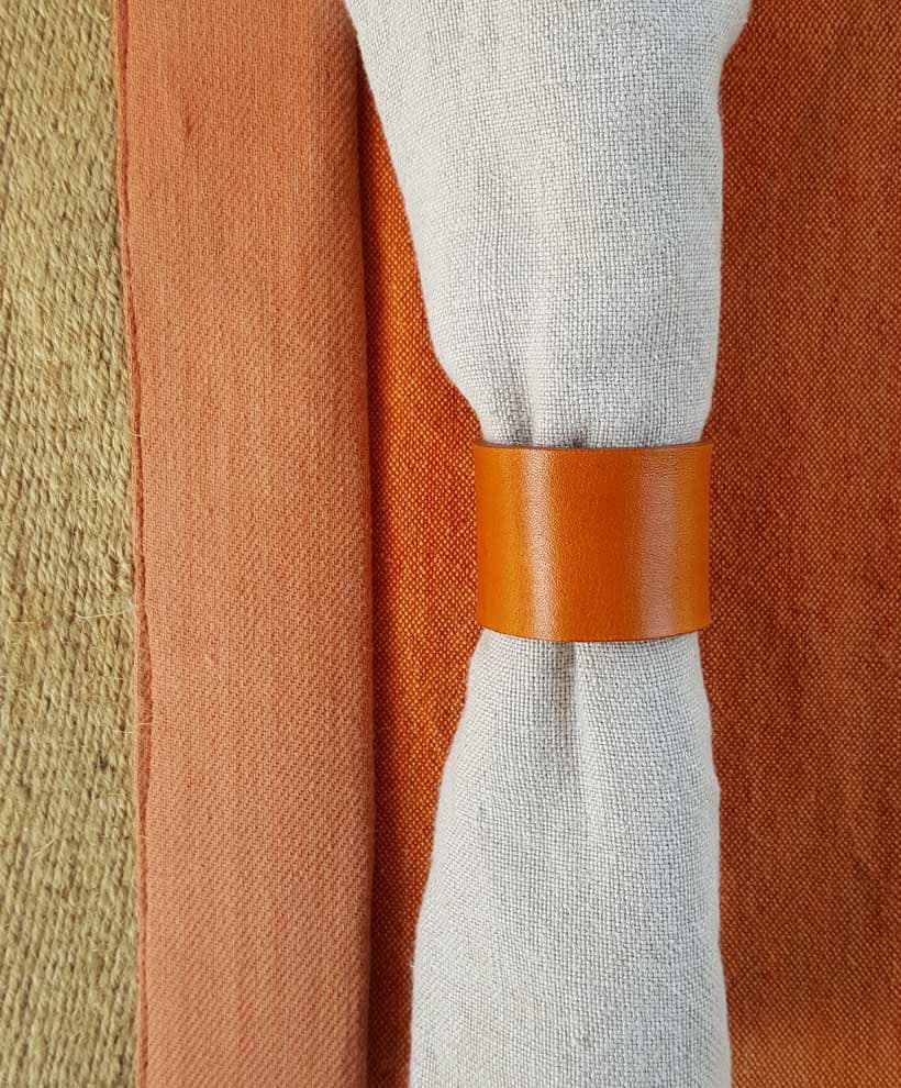 Leather Napkin Rings ~ Variety Colours Tan, Orange, Chartreuse, Purple Dining ~ Housewarming ~ Hostess Gift ~ Home Decor ~ Kitchen Accessory