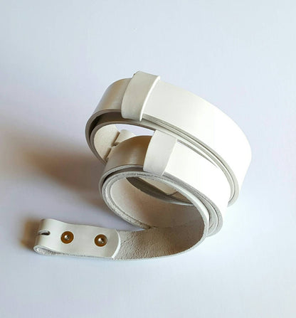 1-1/2" Hand Dyed White Leather Belt INTERCHANGEABLE with Snaps, 1-1/2" Wide, Chartreuse, Red & Blue,