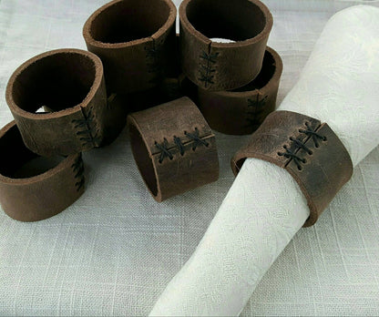 4 Napkin Rings Leather Rings Chartreuse Purple Orange Sand Casual Dining Alfresco Table Accessories Housewarming Hostess Gift Home Decor