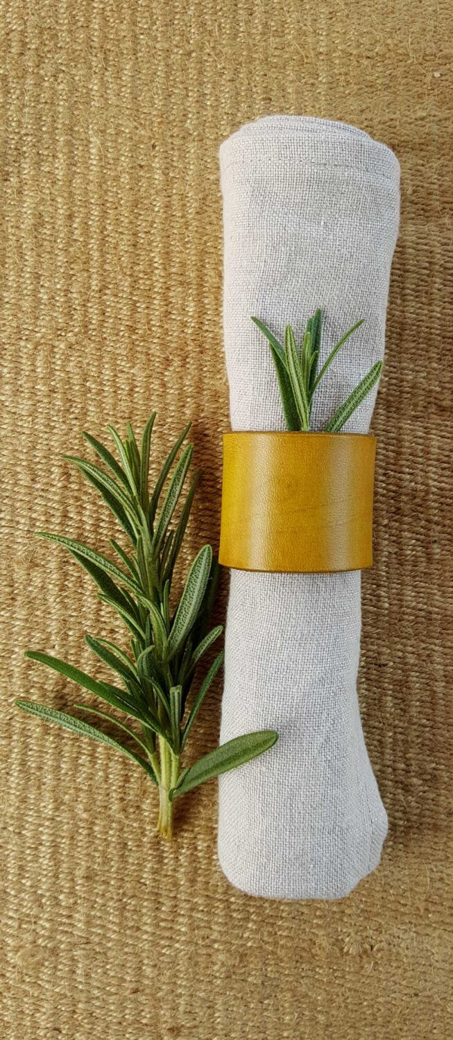 Leather Napkin Rings ~ Variety Colours Tan, Orange, Chartreuse, Purple Dining ~ Housewarming ~ Hostess Gift ~ Home Decor ~ Kitchen Accessory