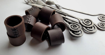 Leather Napkin Rings Dark Brown Leather Rustic Home Decor Gift Wedding Accessories Casual Dining Alfresco Hostess Gift Housewarming Gift