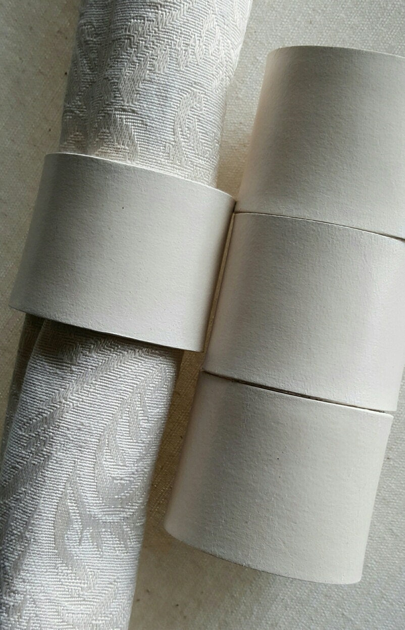 White Leather Napkin Rings Hand Stitched Lacing ~ Wedding Table Decor ~ Leather Anniversary ~ Dining ~ Kitchen Decor ~ Table Napkin Rings