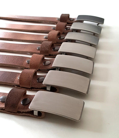 Groomsmen Gift Classic Wedding Belt and Buckle Set Groom Gift Wedding Keepsake Brushed Stainless Buckle w/ YOUR CHOICE Leather Snap Belt