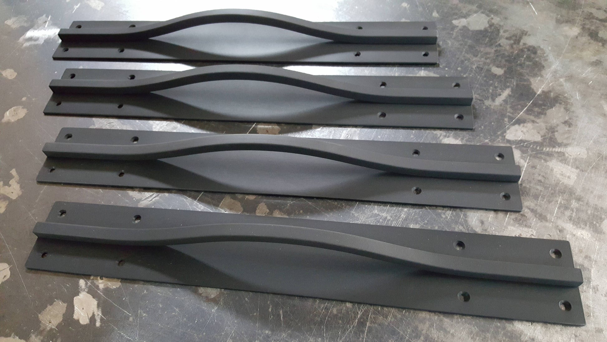 Barn Door Pull Black Hand Forged Metal Hardware Custom Steel Door Handle 15" X 3" Pre Drilled for Mounting Canadian Made Hardware Pulls