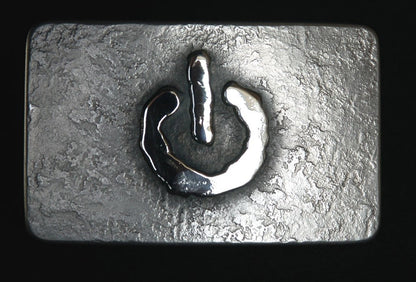 Computer Geek Belt Buckle Computer Accessory Power Button On/Off Tech Jewelry Unisex Gift Buckle for 1.5" Leather Belt Casual Friday
