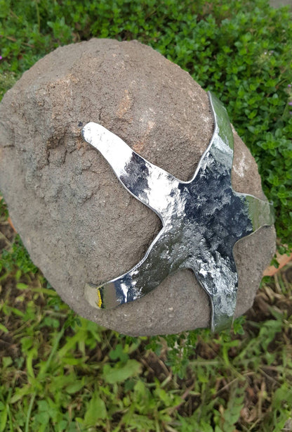 ROCK STAR Garden Decor Rock Garden Sculpture Door Stop Gardener's Gift Stainless Steel Starfish Beach Rock Hostess Gift Housewarming