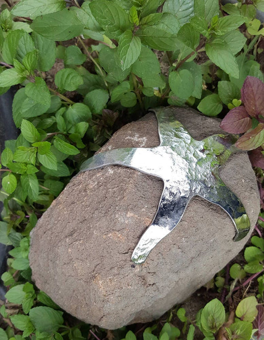 ROCK STAR Garden Decor Rock Garden Sculpture Door Stop Gardener's Gift Stainless Steel Starfish Beach Rock Hostess Gift Housewarming