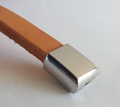 Leather Bracelet Uni Fit Cuffs for Men or Ladies Easy Slide Clip Nickel Free Clasp Custom Cut unisex Leather Straps & Complimentary Gift Bag