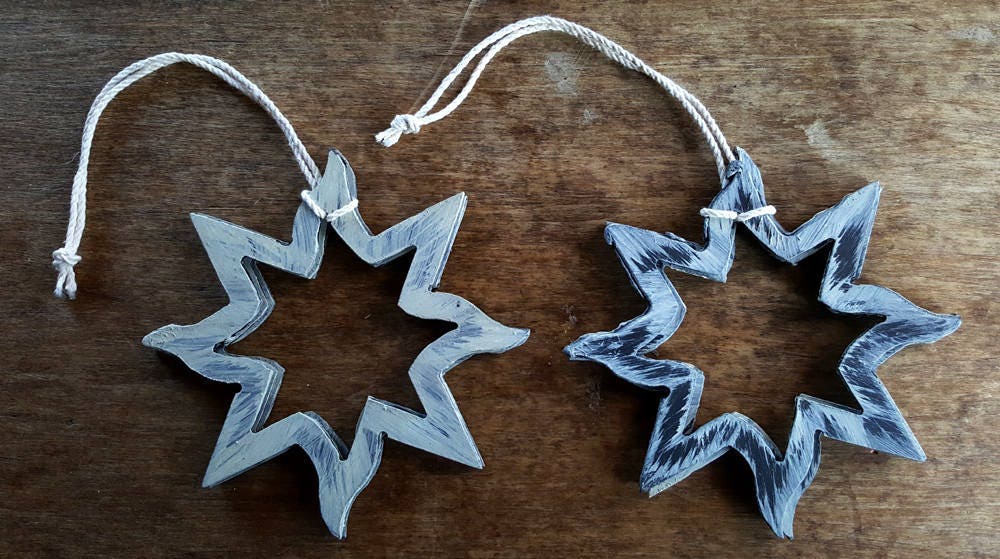 Christmas Ornament Hand Painted Metal Star Baby's 1st Christmas Tree Ornament Hostess Gift Stocking Stuffer Mantel Decor Decoration