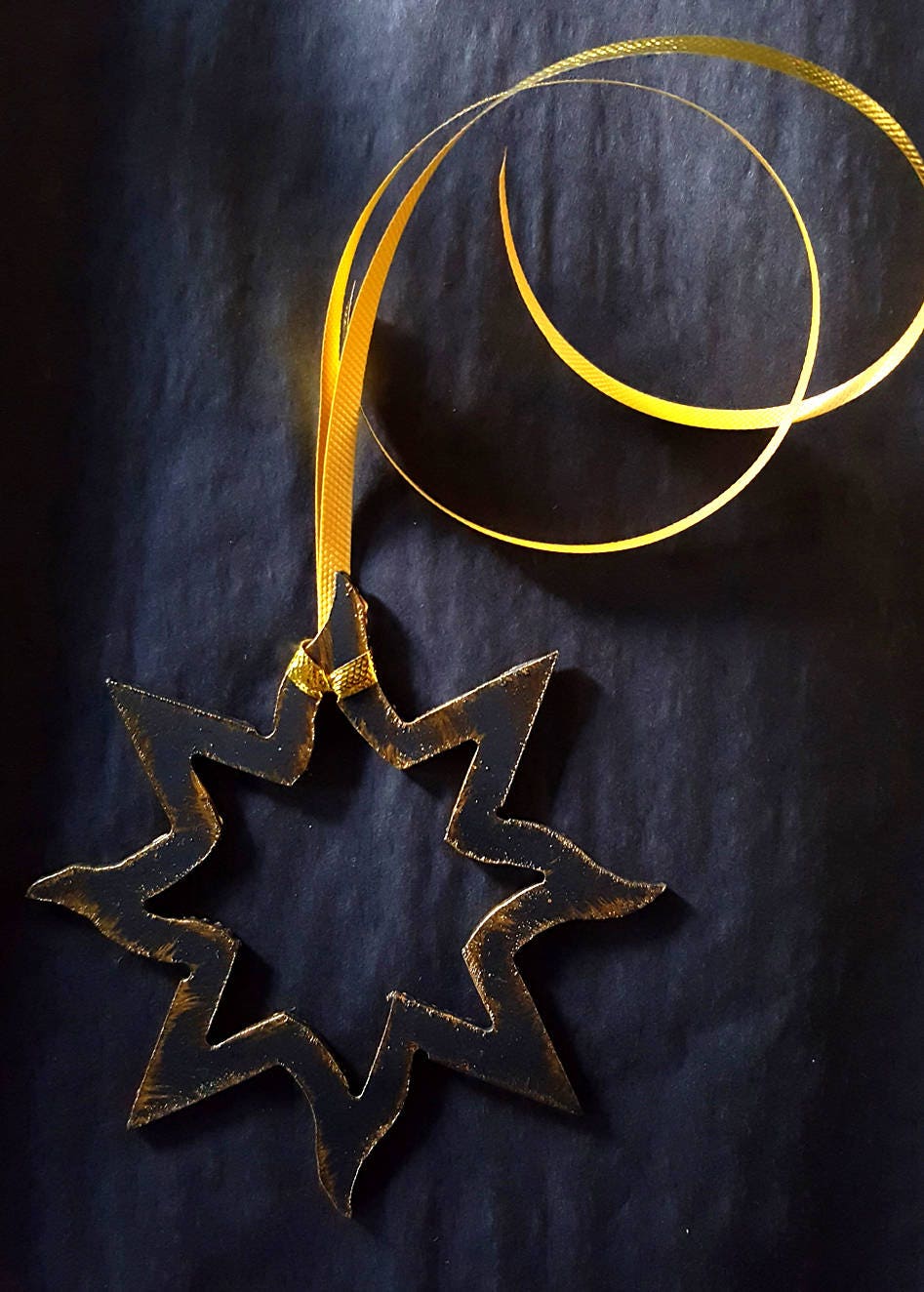 Christmas Ornament Hand Painted Metal Star Baby's 1st Christmas Tree Ornament Hostess Gift Stocking Stuffer Mantel Decor Decoration