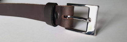 Dark Brown Oiled Buffalo Leather Belt with Snaps and Belt Keeper 1-1/4" wide for Suit Custom Cut for You Gift for Everyday Gift for Guys