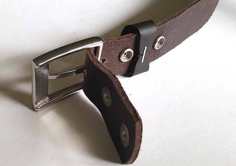 Dark Brown Oiled Buffalo Leather Belt with Snaps and Belt Keeper 1-1/4" wide for Suit Custom Cut for You Gift for Everyday Gift for Guys