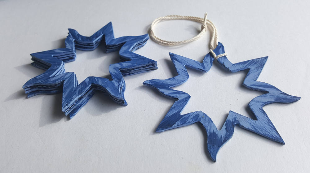 Ornament, Baby's First Christmas Ornament, Hand Painted Metal Star, Tree Ornament, Baby Shower Décor, Stocking Stuffer, Star Mantle Décor