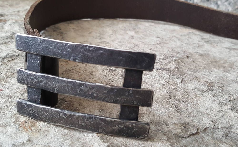 Belt & Buckle Set Train Buff Rustic Railroad Hand Forged Unisex Buckle and 1.5" Wide Belt Rail Fence Train Aficionado Gifts Gifts for Guys