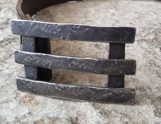 Belt & Buckle Set Train Buff Rustic Railroad Hand Forged Unisex Buckle and 1.5" Wide Belt Rail Fence Train Aficionado Gifts Gifts for Guys