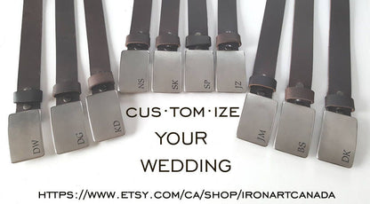 Monogrammed Buckles & Belts, Gift Wrap, Personalized Groomsmen's Gifts, Customized Wedding Keepsake, Groom and Groomsmen Gift, Guy Gifts