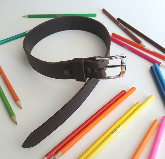 Kids Belt & Buckle Variety Colours Children's Leather Belt w/ Snap and Belt Keeper 1/2"wide/Jean 1-1/4" wide /Suit Custom Cut for Child