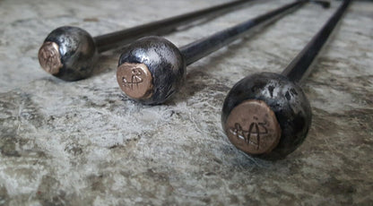 Fire Poker Hand Forged Fireplace Accessories Signed by Artist Robert Aucoin Customize with Initial Fire Pit Poker Custom Length Housewarming